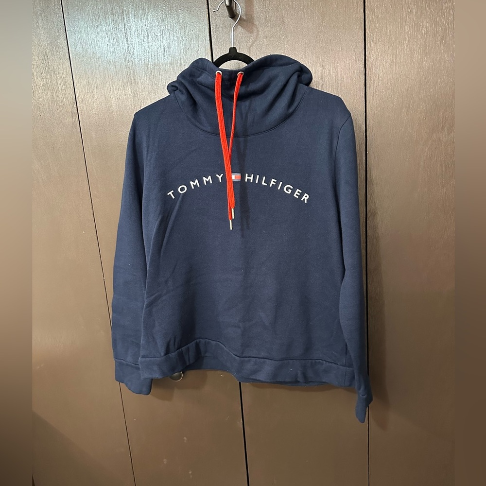 Tommy Hilfiger turtle neck up over, has a small stain from paint